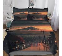 PAZZK Style Japonais 3D Parures De Lit avec Taies d'oreiller, Housse De Couette Polyester Ensemble Linge De Lit Microfibre Hypoallergique Douce pour Hommes Et Femmes King (220x240cm)