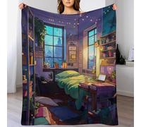 PAZZK Style Japonais Couvre-lit - Couverture De Salon en Flannel - Jeté De Lit Pratique comme Couverture De Canapé Ou Couverture De Canapé - Couverture De Lit,（130×150cm）