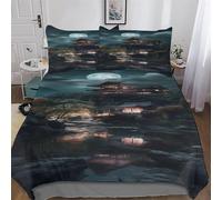 PAZZK Style Japonais Ensemble De Literie 3D Housse De Couette, Ultra Doux Microfibre 3 Pièces avec Taie d'oreiller, avec Fermeture À Glissière, pour Enfants Adultes Double (200x200cm)