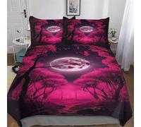 PAZZK Style Japonais Parure De Lit 2 Pièces Housse De Couette Drap Housse avec Taies D'oreillers pour Enfants Adultes Microfibre Douce Coton Housse Couette Single (135x200cm)