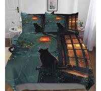 PAZZK Style Japonais Parure De Lit Housse De Couette Impressio 3D Microfibre Ultra Doux Hypoallergénique avec Taie d'oreiller 3 Pièces Garçons Filles Enfants King (220x240cm)