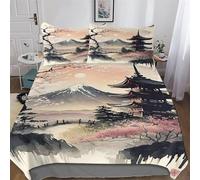 PAZZK Style Japonais Parure De Lit Housse De Couette Impressio 3D Microfibre Ultra Doux Hypoallergénique avec Taie d'oreiller 2 Pièces Garçons Filles Enfants Single (135x200cm)