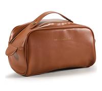 Pazzlas PU Cuir Trousse de Toilette Femme, Trousse de Toilette Voyage avec Poignée, Étanche Portable Trousse Maquillage Femme, Grande Trousse de Maquillage Femme