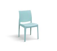 PAZZO DESIGN Chaise Alberto, Ensemble de 4 chaises, Bleu Pastel, Polypropylène, Moderne, Empilable, Intérieur et Extérieur