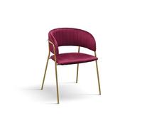 PAZZO DESIGN Chaise Penelope, Ensemble De 2 Chaises, Bordeaux, Velours, Cuisine, Salle À Manger Jambes Métal Or - id_2006