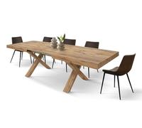 PAZZO DESIGN Elisa Table Extensible, Pieds en X Fabriqué en Italie (Base en Chêne, Chêne Rustique, 160 x 90 x 76) - id_1997-R
