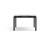 PAZZO DESIGN Table de salle à manger extensible Efrem en céramique effet marbre blanc statuaire, base en métal noir, 110 x 70 x h77 cm, extensible à 170 cm - id_2323