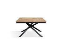 PAZZO DESIGN Table extensible Marisa, chêne rustique, pieds croisés noirs, cuisine, salon, fabriqué en Italie, 120 x 80 x 76 cm - id_2002-N