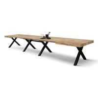 PAZZO DESIGN Table Extensible Roberta, chêne Rustique, mélaminé, Pieds en MDF Noirs en X, de 180 à 480 cm, fabriqué en Italie - id_2005