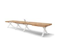 PAZZO DESIGN Table extensible Roberta, table de salon, table de cuisine, chêne rustique, pieds croisés blancs en X, de 180 à 480 cm, fabriquée en Italie - id_2407