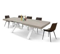 PAZZO DESIGN Table Extensible Sofia, Chêne Nacré, Pieds en Forme X Blanc, Fabriquée en Italie, 160 x 90 x 76 cm - Id_2240