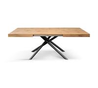 PAZZO DESIGN Table extensible Tania, pieds tubulaires croisés Menego noirs, couleur chêne rustique, Made in Italy, 180 x 90 x 74 - Id_2305