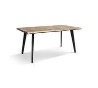 PAZZO DESIGN Table Fixe Dario, Plateau en MDF, Pieds métal Noir, Chêne, Table Cuisine, 160 x 90 x 76 cm - id_1987