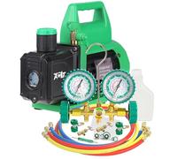 PB Motor Tech Ensemble pompe à vide de 4,5 CFM, jauge de collecteur en laiton, avec coupleurs rapides, deux robinets et outil de noyau de soupape, pour réfrigérants R134A, R12, R22, R502 et entretien