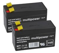 Pb Piles 2x Multipower MP1, 2-12 - 12V 1,2Ah AGM Jouets Alimentation de Secours
