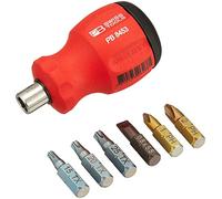 PB Swiss Tools Insider Stubby, support universel pour PrecisionBits C6 1/4", poignée courte SwissGrip avec aimant, avec chargeur d'embouts intégré pour 6 embouts PrecisionBits