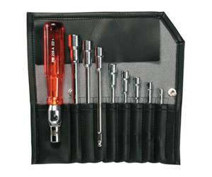 PB Swiss Tools PB Swiss Tools Assortiment de clésà douilles, 9 pièces, avec poignée rabattable, enétui, Nombre de pièces: 9 Quantité:9