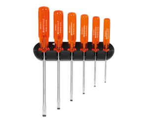 PB Swiss Tools PB Swiss Tools Jeu de tournevis normalisés pour visà fente, avec manche en plastique et support mural, Nombre de tournevis: 6 Quantité:1