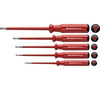 PB SWISS TOOLS Peebers Swiss Tools 5538 Lot de 5 tournevis plats isolés suisse classiques 0,4 x 2,5, 0,5 x 3, 0,6 x 3,5, 0,8 x 4, 1 x 5,5 mm