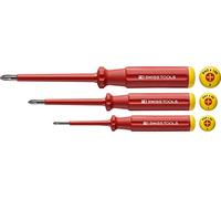 PB Swiss Tools PHILLIPS VDE PB 5548 Lot de 3 tournevis cruciformes (PH0/PH1/PH2), isolation jusqu'à 1000 V, 100% Swiss Made, garantie limitée à vie, rouge