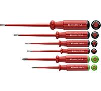PB Swiss Tools POZIDRIV SCHLITZ VDE PB 5543 Lot de 6 tournevis d'électricien isolés jusqu'à 1 000 V 100 % fabriqué en Suisse Rouge (PZ1/PZ2/2/3/4/5) - Fins