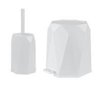 PB410- Ensemble Diamant Poubelle 5L et Brosse WC Sotufab - Couleurs - Blanc