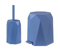 PB410- Ensemble Diamant Poubelle 5L et Brosse WC Sotufab - Couleurs - Bleu Gris