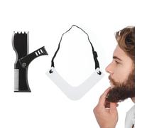 PBAHAUP 2 Pièces Peigne Barbe, Peigne Pochoir Barbe Homme, Avec Moule De Coiffure De Barbe Ajustable, Beard Shaping Template Tool & Comb, Accessoire De Guide De Rasage Pour Contour Barbe