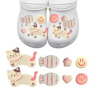 PBAHAUP 8 Pièces Chat Mignon Accessoires Chaussure, Décorations Chat Souriant Chaussures Bricolage, Perles Été pour Chaussure Femme pour Sabots Sandales