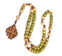 PBAHAUP Collier Chapelet Catholique avec Croix et Médaille de Jésus Christ Saint Benoît, Chapelet de Prière en Bois Naturel pour Femme Homme, Idée Cadeau Communion Baptême Messe Cérémonie Religieuse