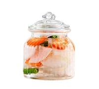 PBDEIOEOE Pots à confiture, Glass Storage Jar With Lid Pack Of 2 Clear 650ml(Vertical stripe650ML)
