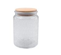 PBDEIOEOE Pots à confiture, Glass Storage Jars with Lids Pack of 2 Embossed Clear for Snacks Nuts Coffee Dried Fruits(Cleara)