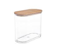 PBDEIOEOE Pots à confiture, Square Storage Jars With Lids Pack of 2 ABS Wood Silicone Clear Multiple Sizes(1000ML)