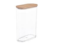 PBDEIOEOE Pots à confiture, Square Storage Jars With Lids Pack of 2 ABS Wood Silicone Clear Multiple Sizes(1500ML)