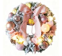 PBDLSHEPU Couronne de Noël décorative, Couronne de Noël LED Multicolore sans Pile for Porte d'entrée(Pink)