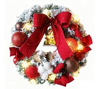 PBDLSHEPU Couronne de Noël décorative, Couronne de Noël LED Multicolore sans Pile for Porte d'entrée(Red)