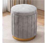 PBDLSHEPU Repose-Pieds Rond Ottoman, Pouf de Rangement Rond avec Housse Amovible en Velours Multicolore(Gris)