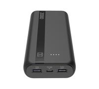 Cellularline - Power Bank 20000 - Capacité : 20 000 mAh - Entrée : 1 x USB-C 10,5 W - Sortie : 1 x USB 12 W - Cellules : Batterie Li-ION - LED Lumineuses indiquent Une Charge résiduelle - Noir