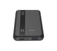 Cellularline - Power Bank 5000 - Capacité : 5000 mAh - Entrée : 1 x USB-C 10,5 W - Sortie : 1 x USB 12 W - Cellules : Batterie Li-ION - LED Lumineuses indiquent Une Charge résiduelle - Noir