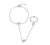 PBFELY Bracelet en argent sterling 925 avec zircones cubiques - Bracelet danseuse esclave pour femme et adolescente, taille unique, Argent sterling, Oxyde de zirconium