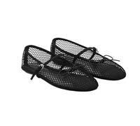 PBHGMGEBLV Ballerines d'été en Maille for Femmes, Chaussures Plates Respirantes à Boucle et Sangle, Style Mary Janes(Black,36 EU)