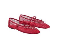 PBHGMGEBLV Ballerines d'été en Maille for Femmes, Chaussures Plates Respirantes à Boucle et Sangle, Style Mary Janes(Red,37EU)