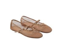 PBHGMGEBLV Ballerines d'été en Maille for Femmes, Chaussures Plates Respirantes à Boucle et Sangle, Style Mary Janes(Khaki,36 EU)