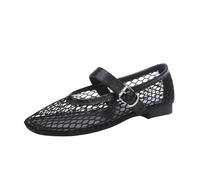 PBHGMGEBLV Ballerines en Maille for Femmes, Ballerines Confortables à Bout carré(Black,39EU)