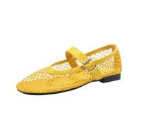 PBHGMGEBLV Ballerines en Maille for Femmes, Ballerines Confortables à Bout carré(Yellow,37EU)