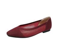 PBHGMGEBLV Chaussures Plates Creuses en Maille tricotée for Femmes(Red,36 EU)