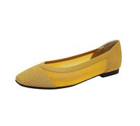 PBHGMGEBLV Chaussures Plates Creuses en Maille tricotée for Femmes(Yellow,35 EU)