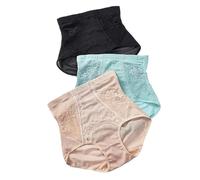 PBHGMGEBLV Lot de 3 Culottes gainantes Taille Haute for Femme, amincissantes, rehausseuses de Fesses, Couleur Unie, Respirantes, en Dentelle, for Le contrôle du Ventre(L)