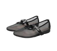 PBHGMGEBLV Mary Janes for Femmes, Chaussures Plates décontractées en Maille avec Boucle et Sangle, Couleur Unie(Black 2,40EU)