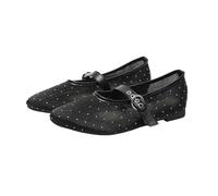 PBHGMGEBLV Mary Janes for Femmes, Chaussures Plates décontractées en Maille avec Boucle et Sangle, Couleur Unie(Black,40EU)